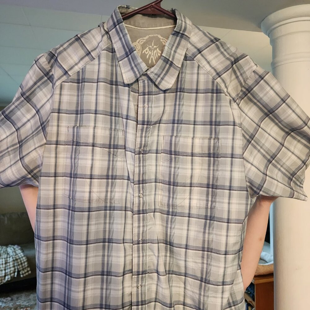 Men's Large Prana Short Sleeve Plaid Shirt